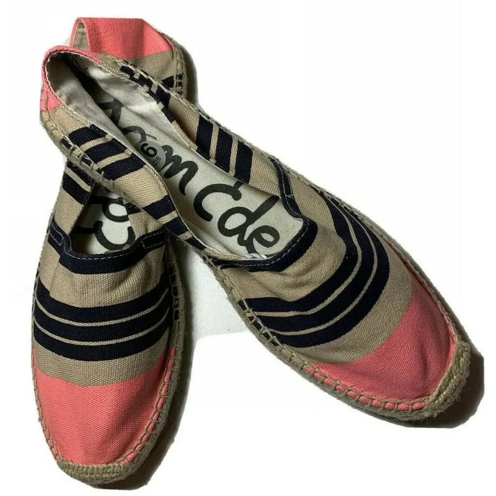 Sam Edelman Verona Stripe Espadrilles Flats Pink Navy Casual Shoes Size 9.5 M